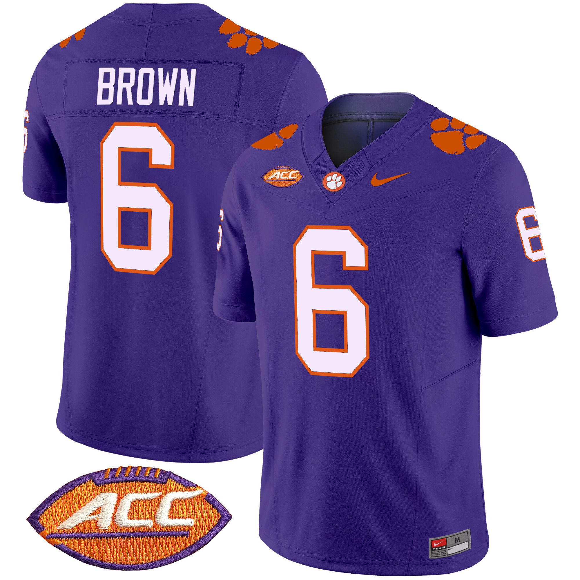Men Clemson Tigers #6 Brown Purple 2024 Nike Vapor Limited NCAA Jersey